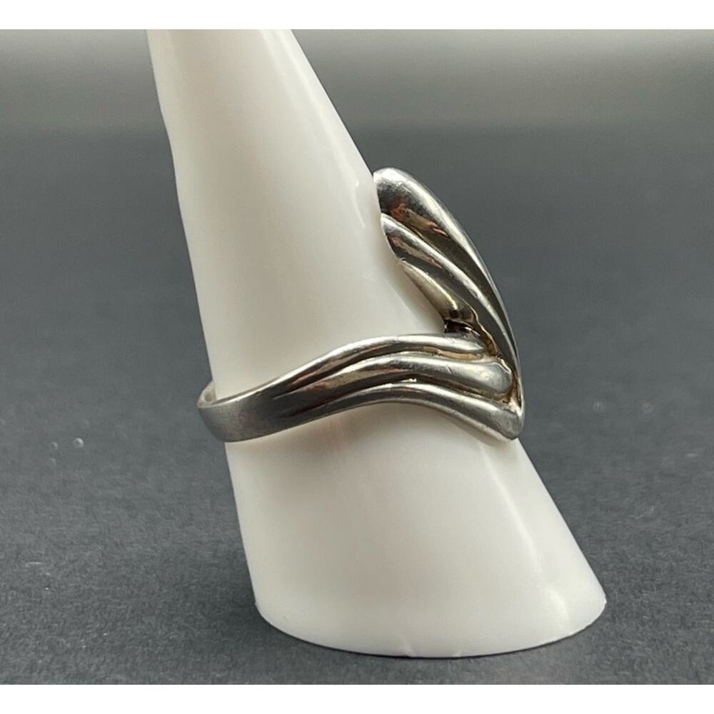Sterling Silver Ring Band Size 7.75 Marked 925 Modernist Design 6.20g Freeform - Picture 5 of 8